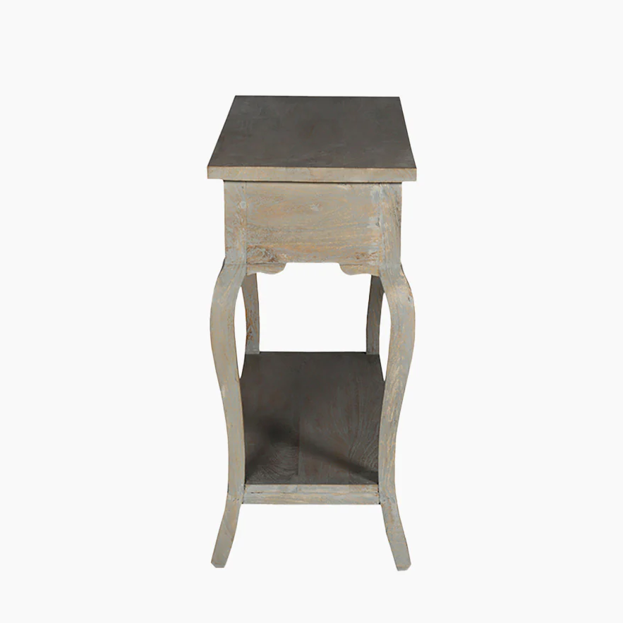 Grey Mango Wood Cottage Console Table with Two Drawers