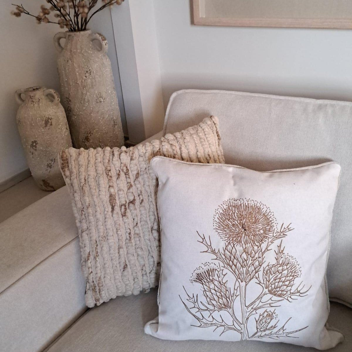 Natural Thistle Cushion Embroider