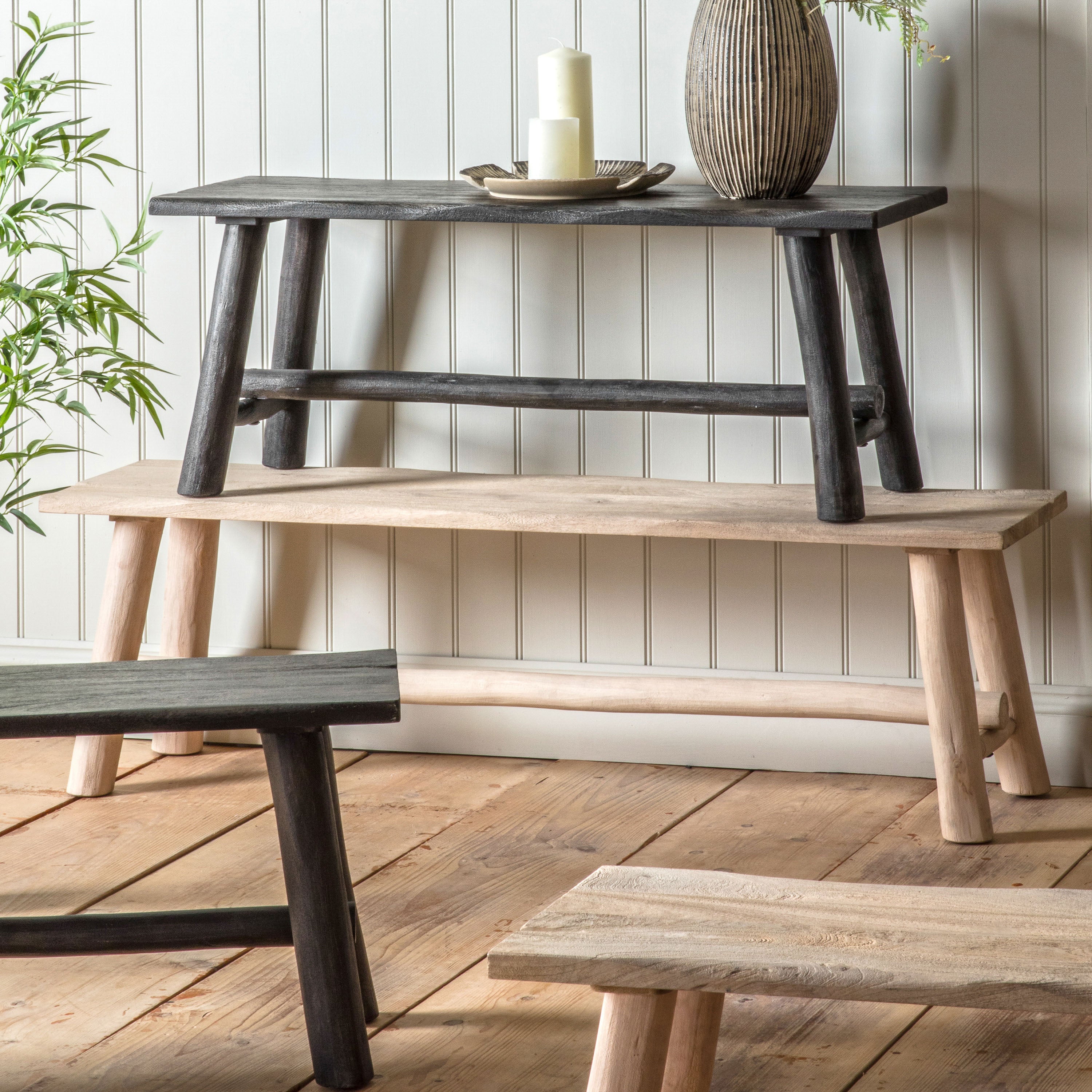 Bertam Natural Wood Bench Rustic - 2 Sizes