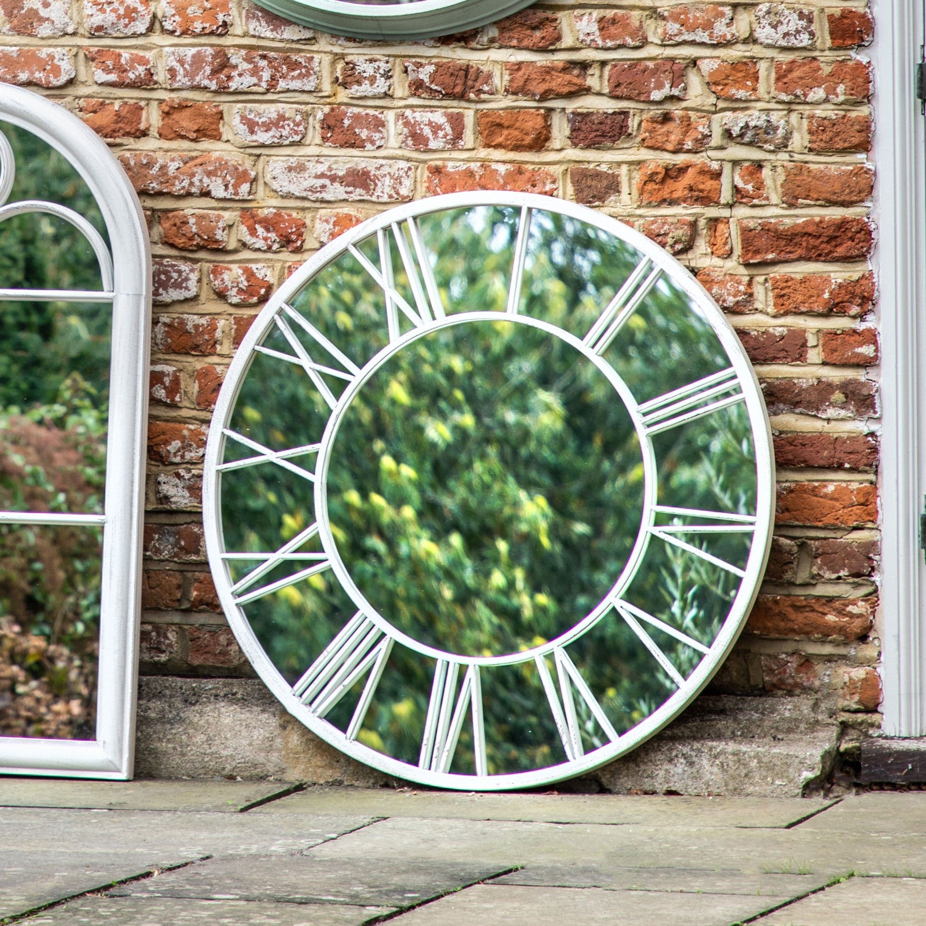 Opulence Mirror Distressed White - Indoor & outdoor
