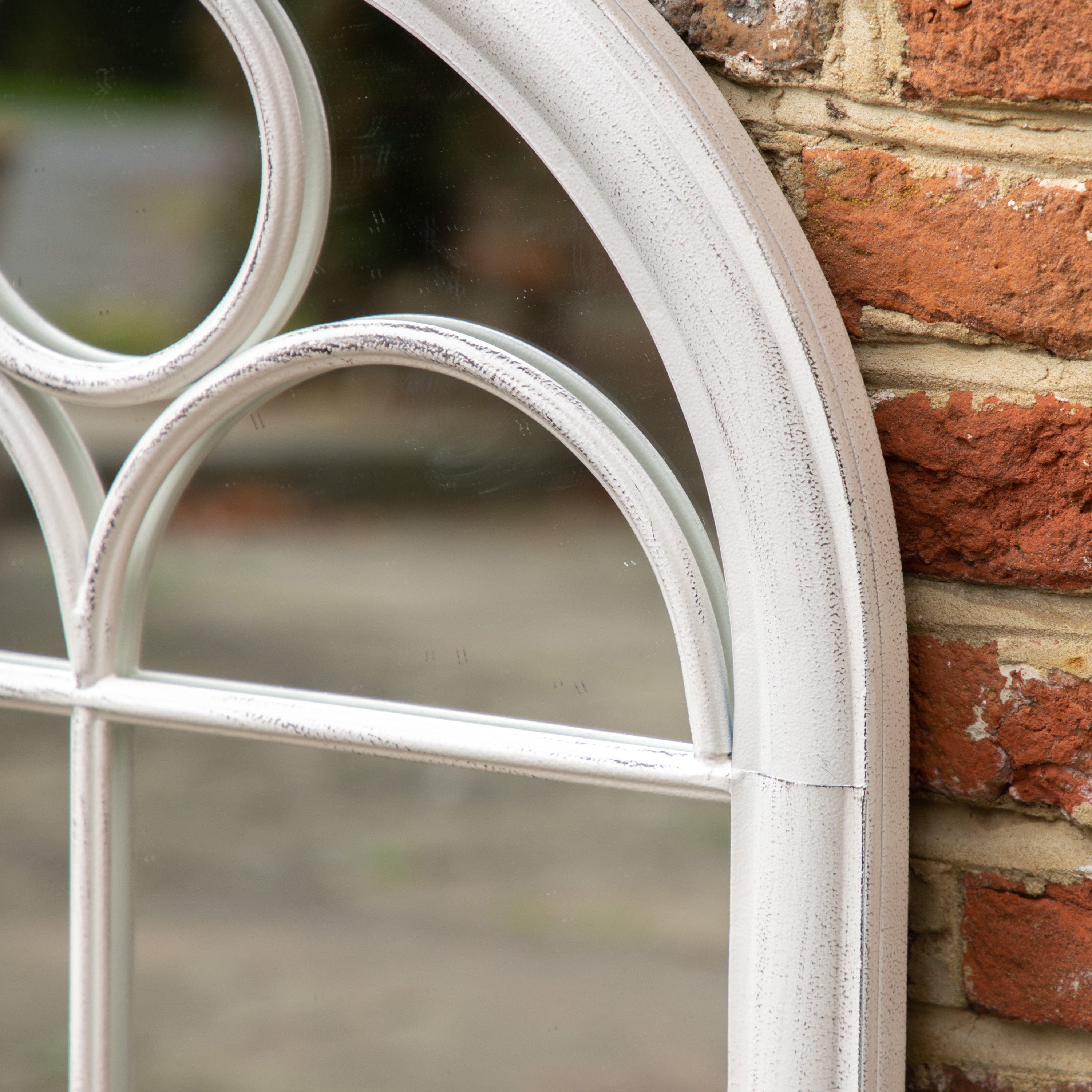 Outdoor White Arch Mirror