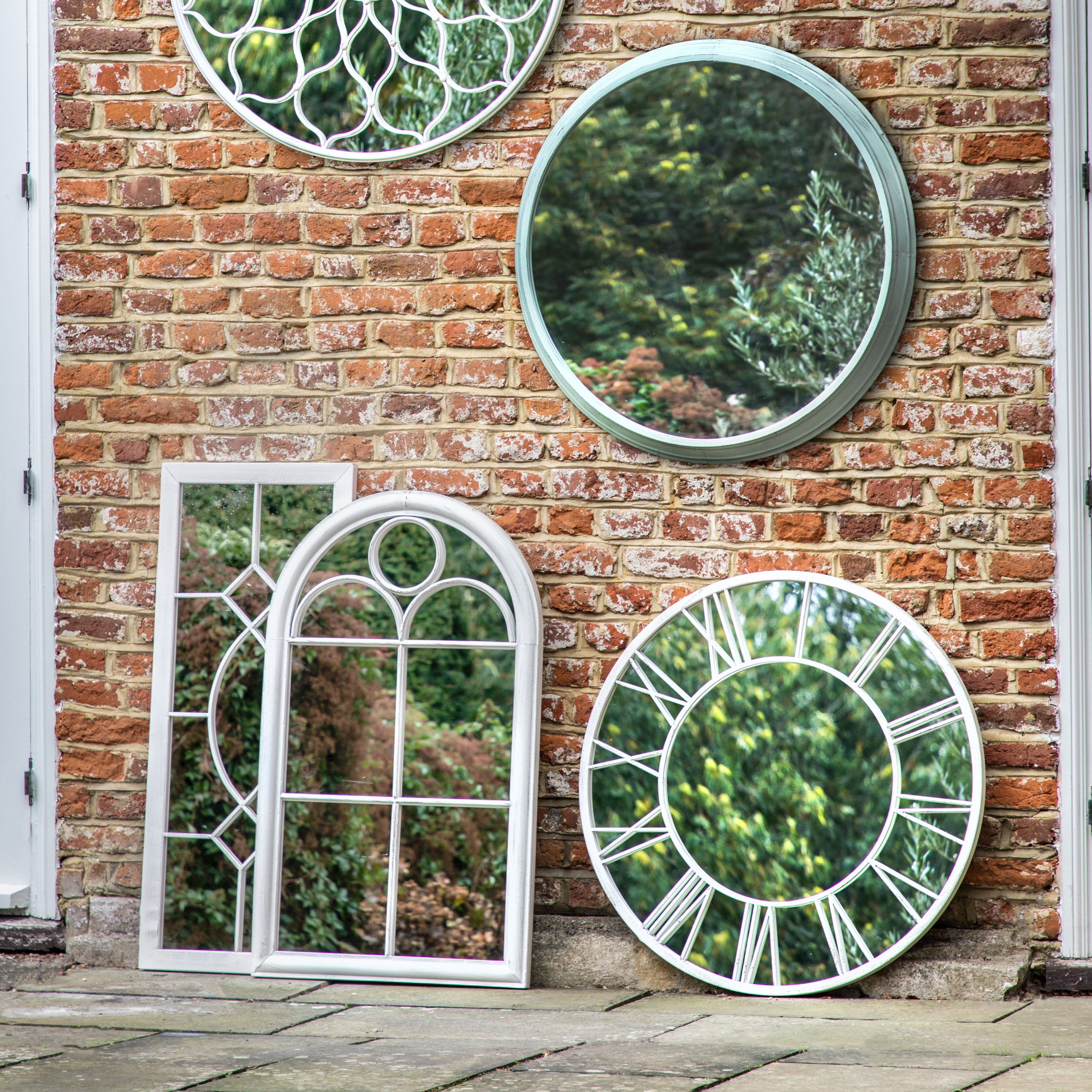Outdoor White Arch Mirror