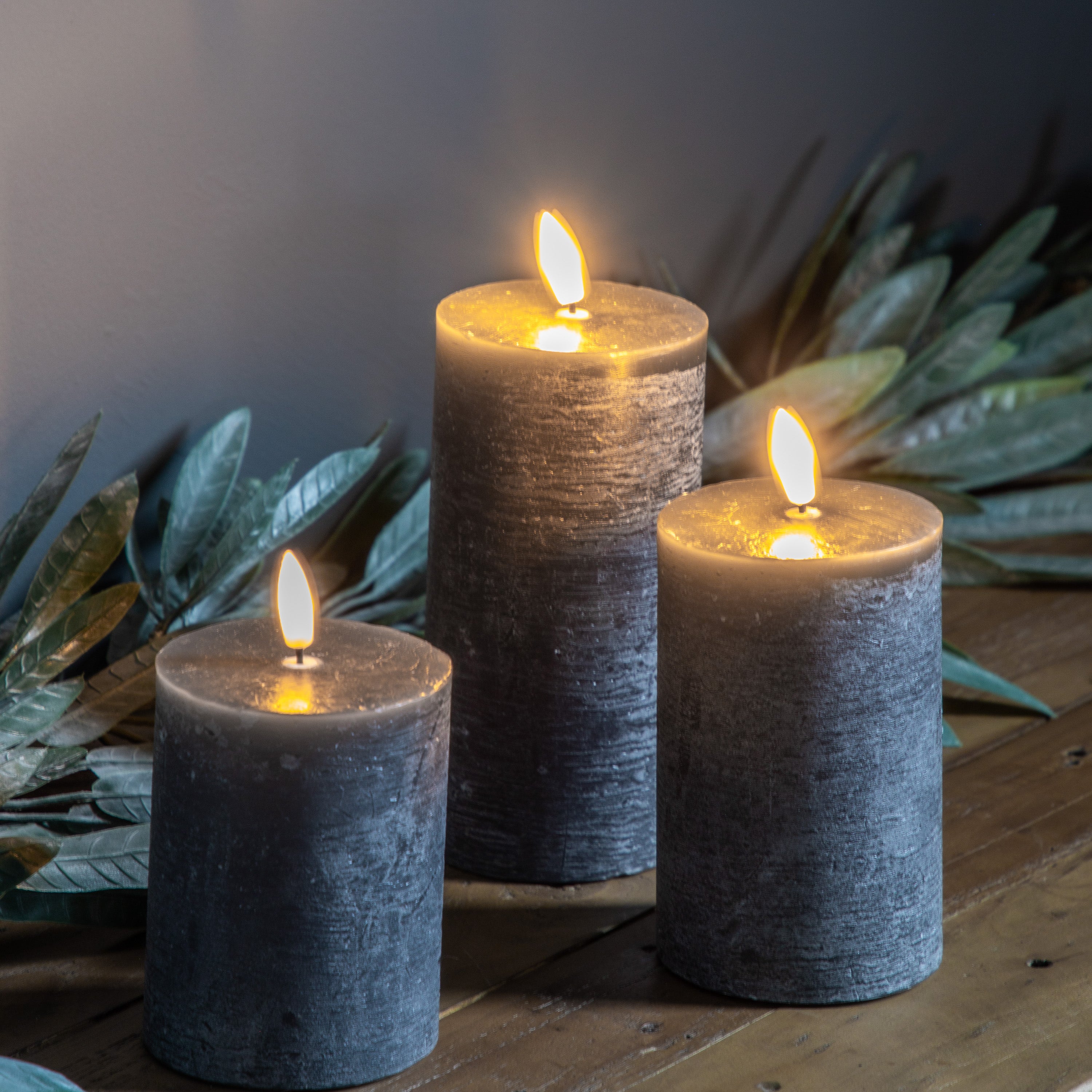 LED Candle Rustic Slate (Set of 3)