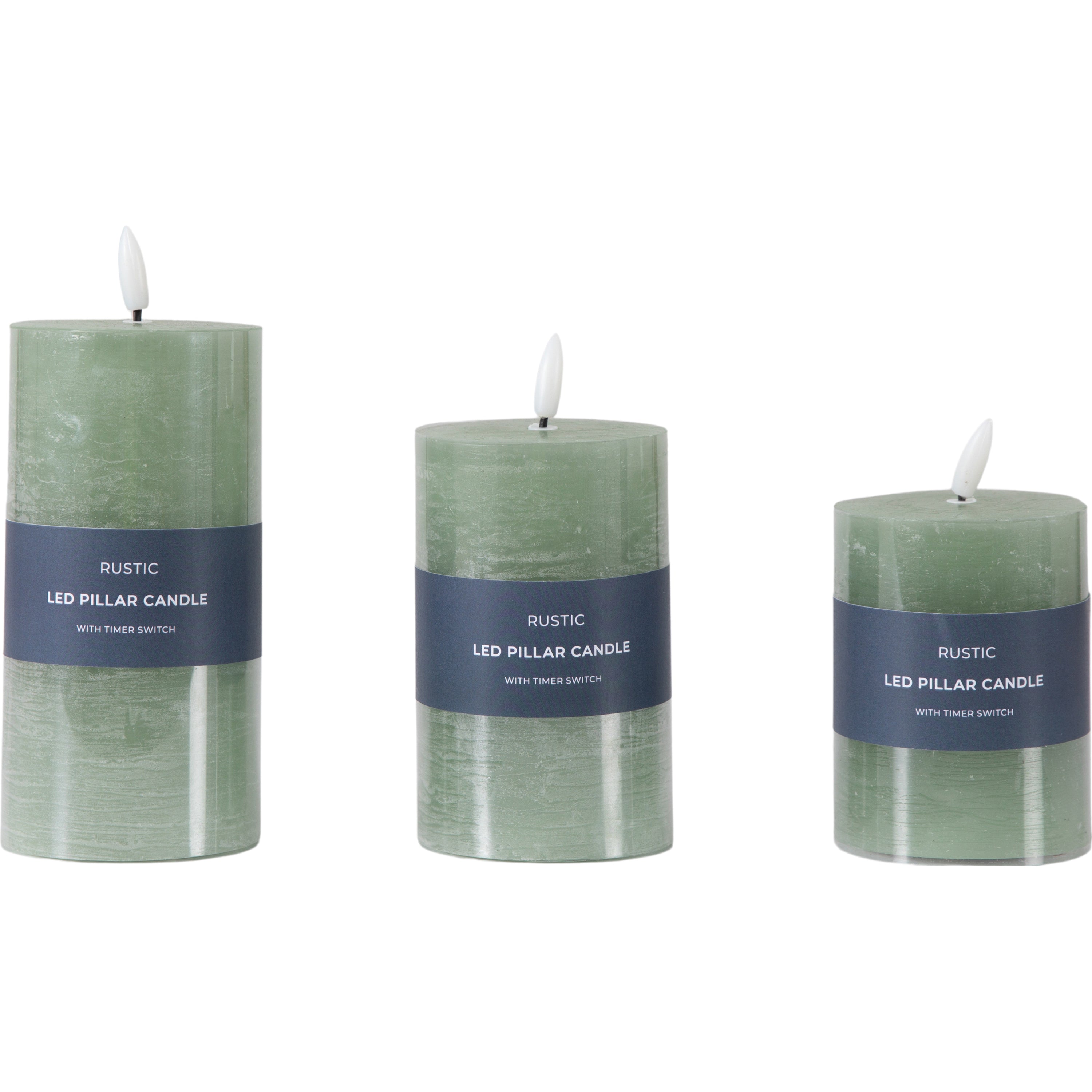 LED Candle Rustic Sage (Set of 3)
