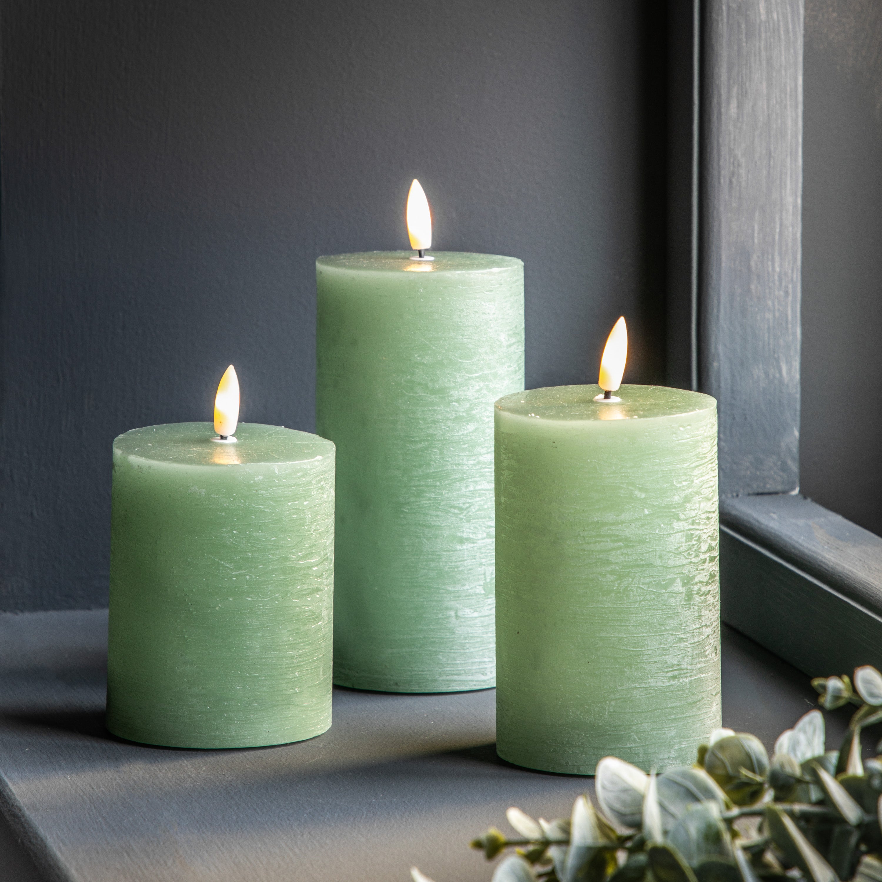 LED Candle Rustic Sage (Set of 3)
