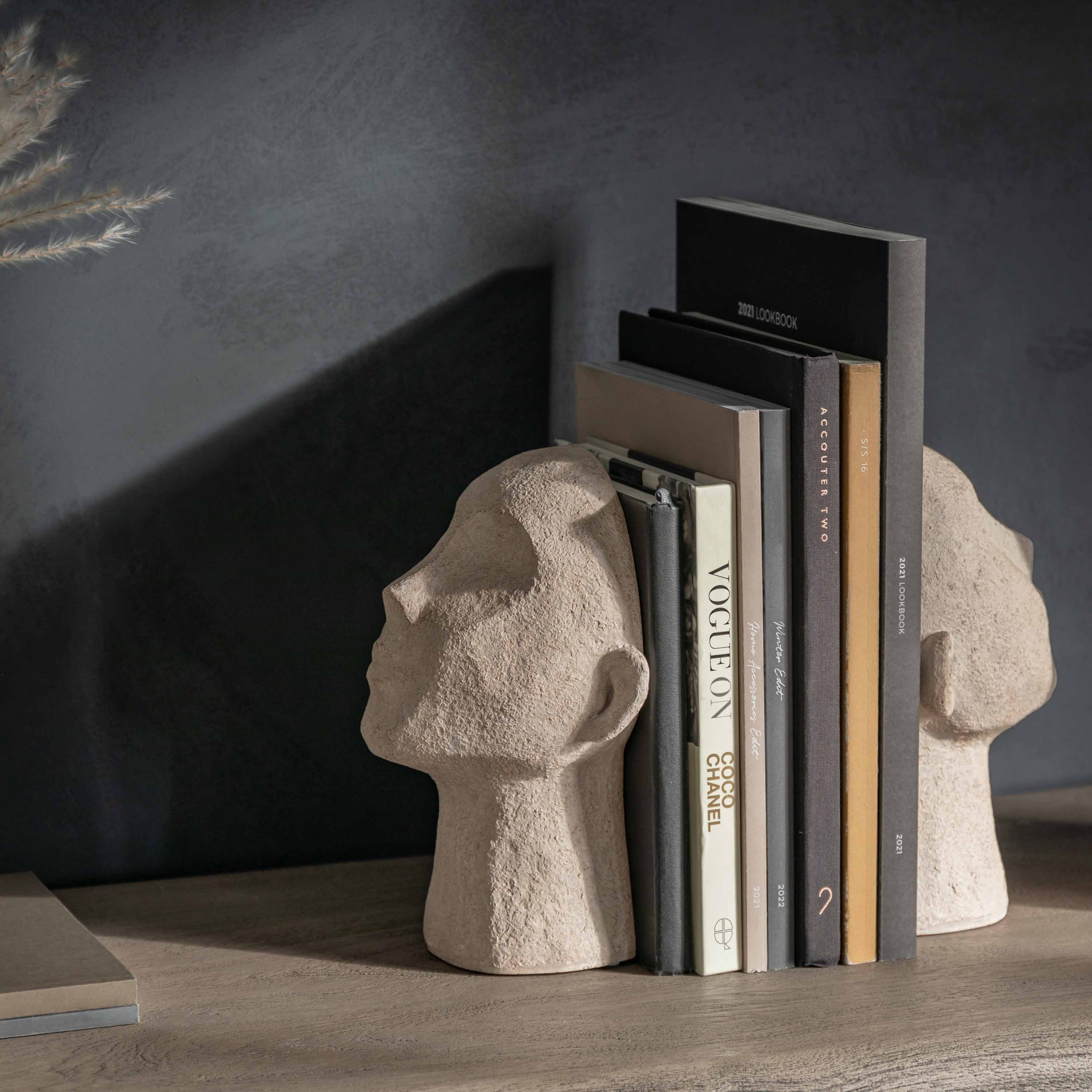 Head Bookends Cream (Set of 2)