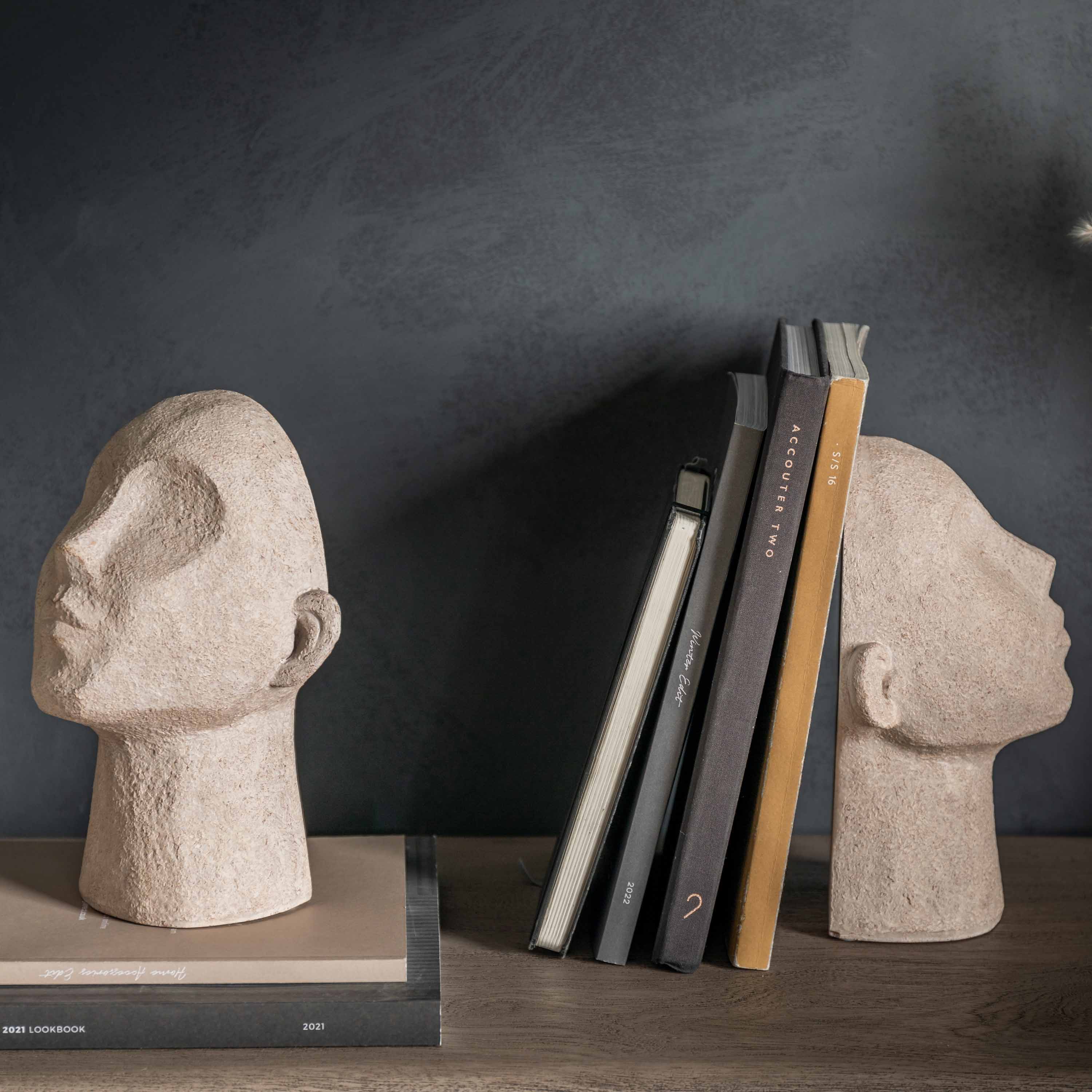 Head Bookends Cream (Set of 2)