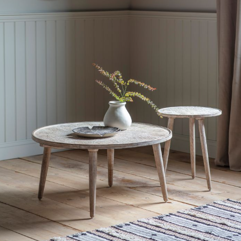 White and natural side table deals