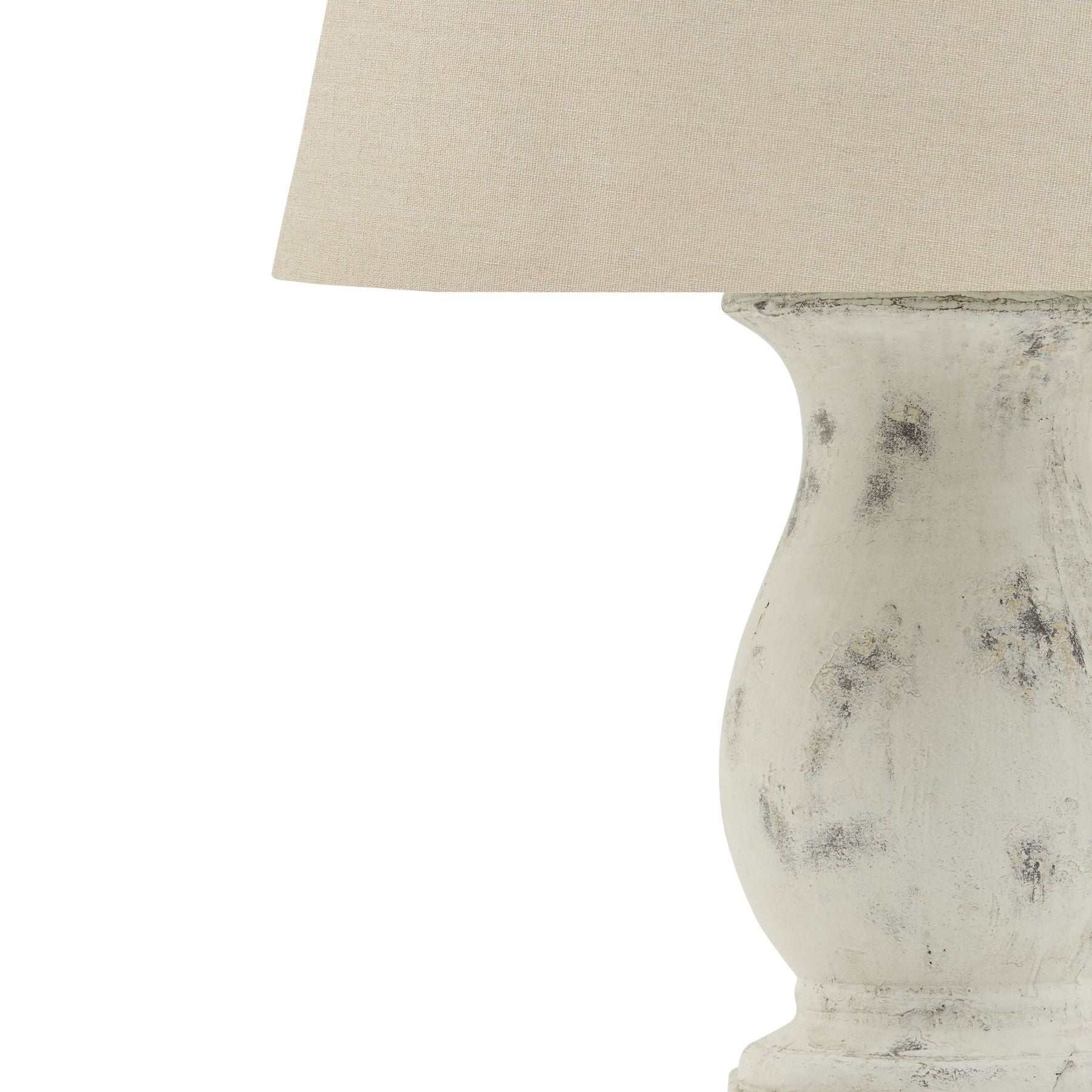 Clancy Antique White Pillar Table Lamp With Linen Shade