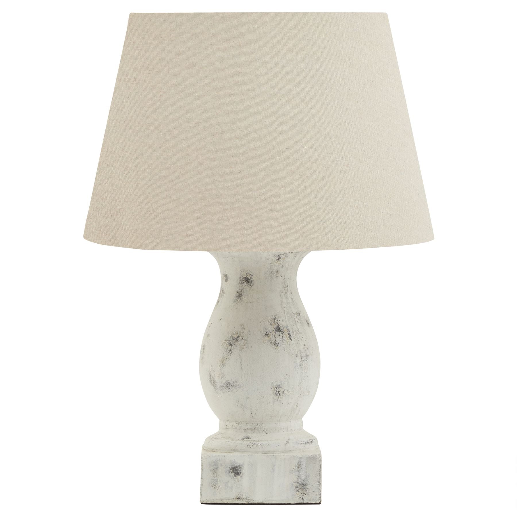 Clancy Antique White Pillar Table Lamp With Linen Shade