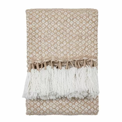 Woven Wrapped Tassel Throw Natural