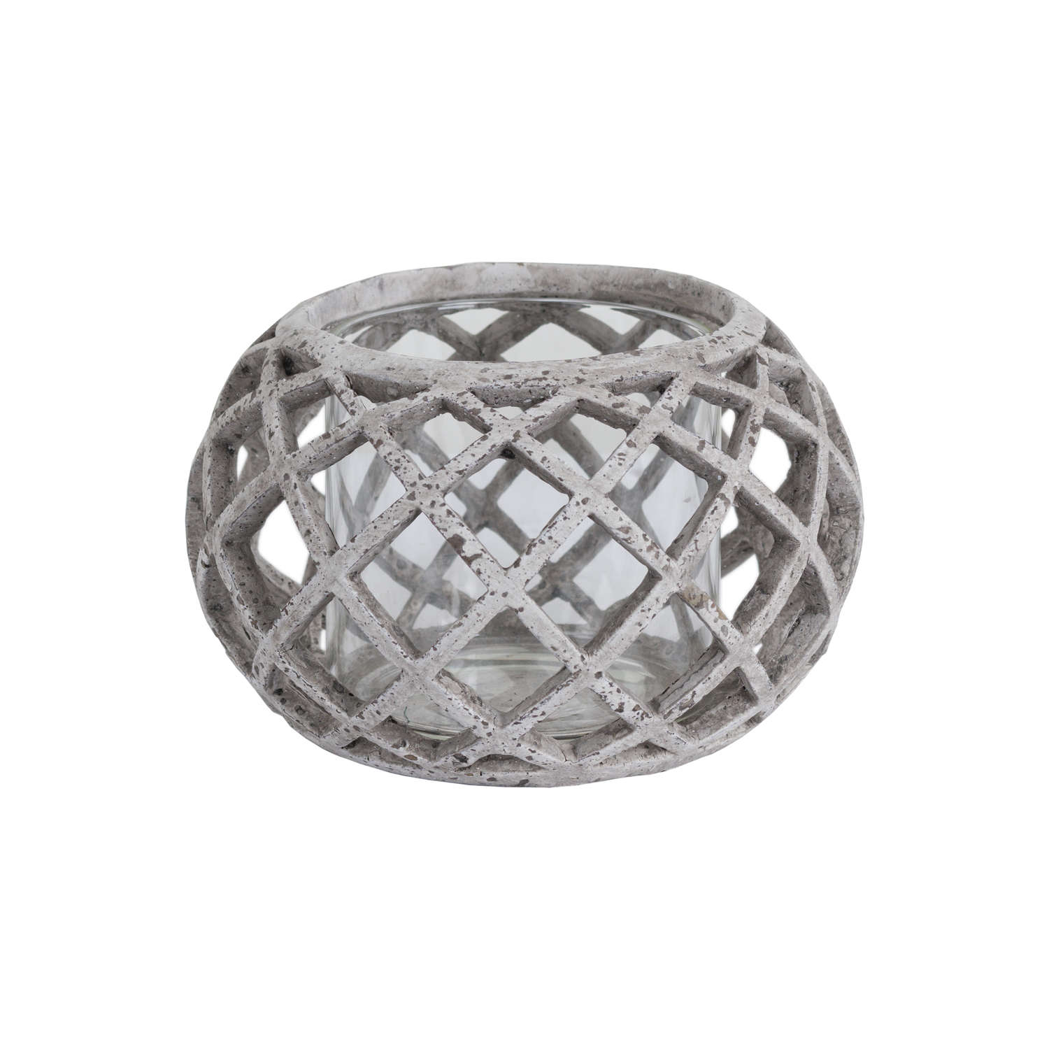 Round Ceramic Lattice Hurricane Lantern - 2 Sizes