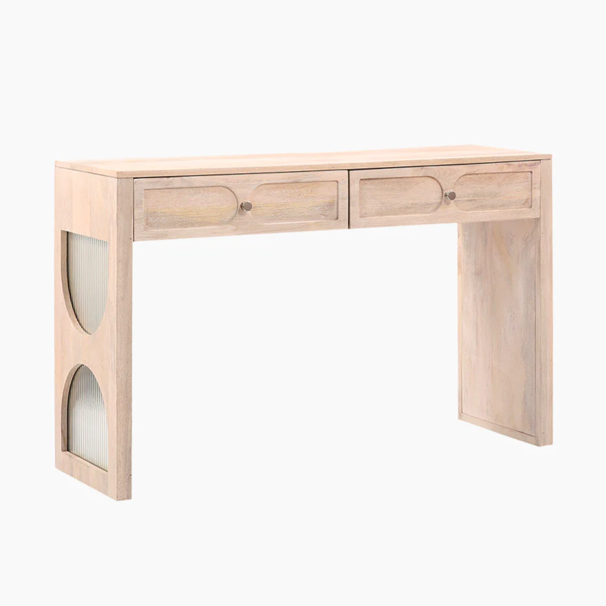 Natural Mango Wood Two-Drawer Console Table