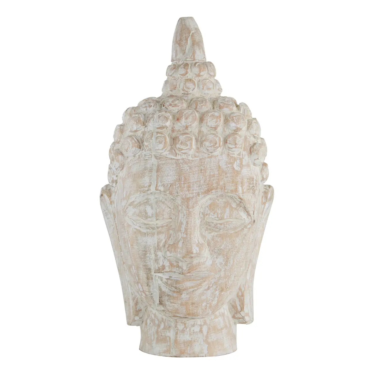 Handcrafted Mango Wood Buddha Head Sculpture