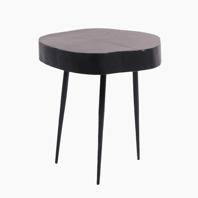 Mid-Century Modern End Table with Black Finish