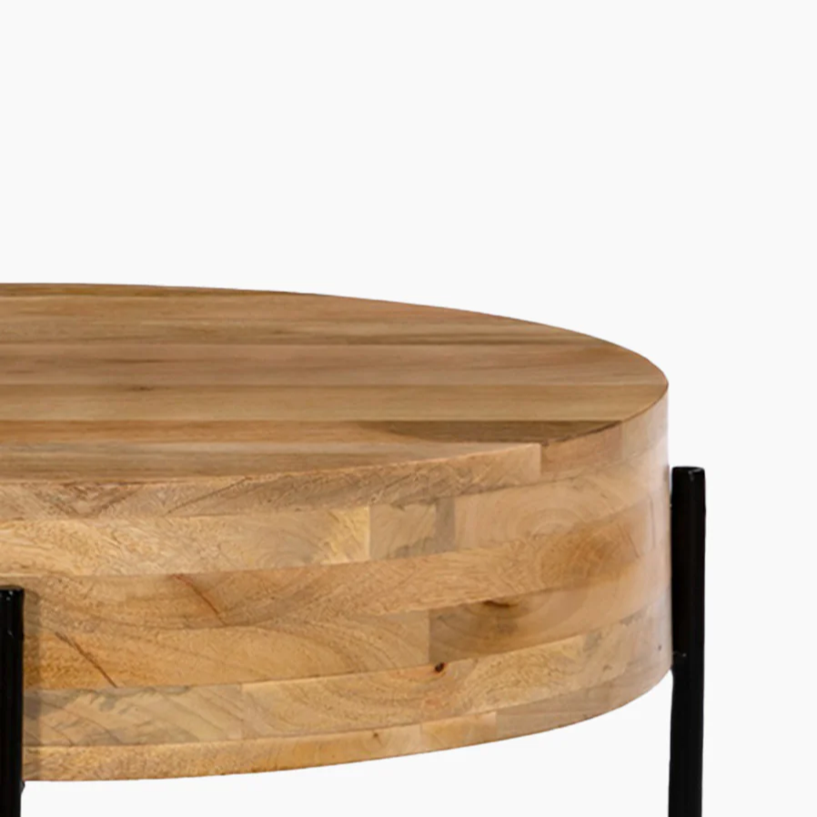 Natural Mango Wood Round Coffee Table