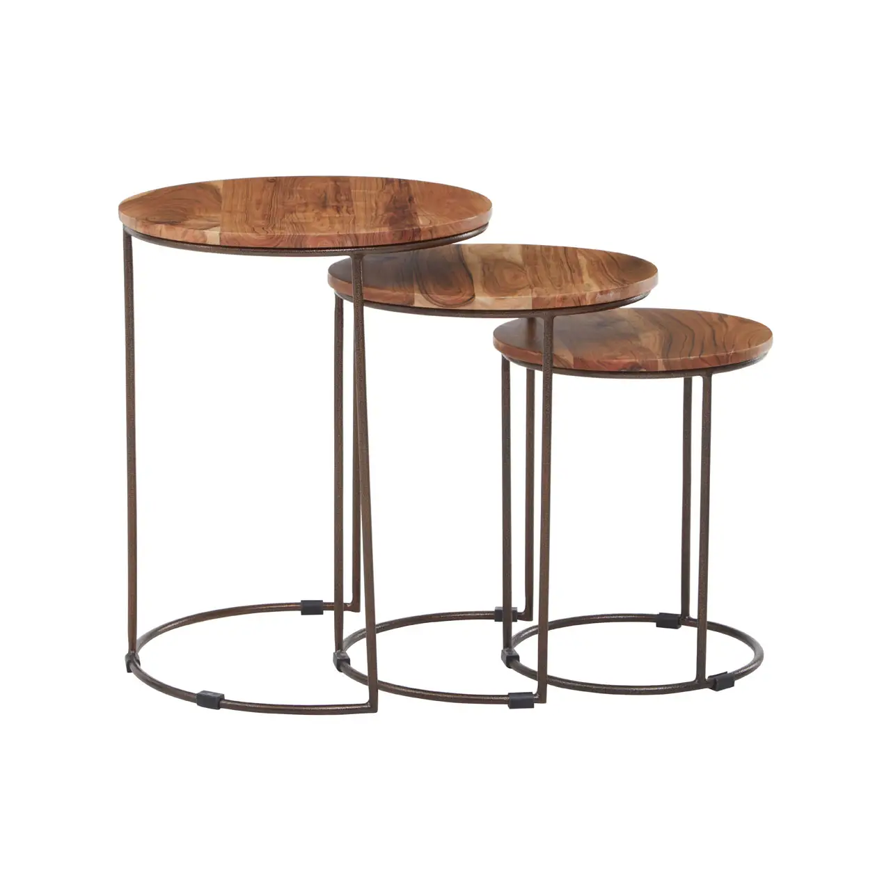 BOHO NEST OF THREE NATURAL ACACIA WOOD TABLES