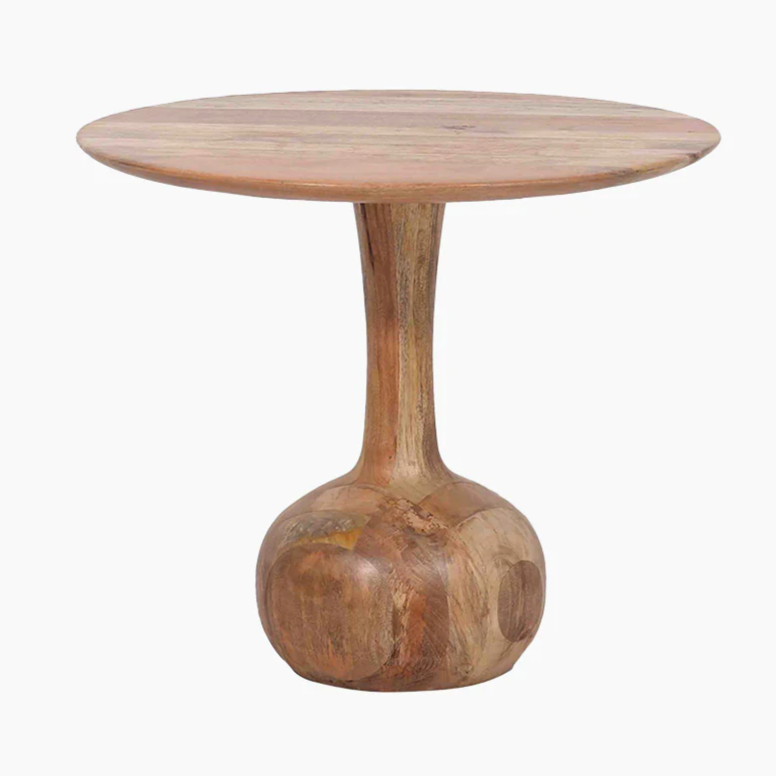 Curved Pedestal Coffee Table with Natural Finish