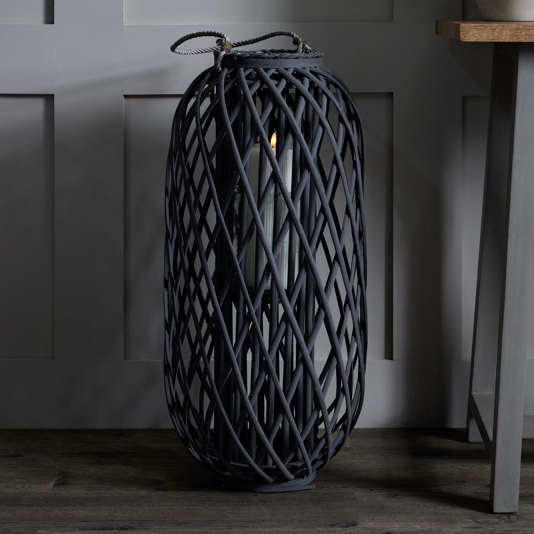 Grey Standing Wicker Lanterns - 4 Styles & Heart