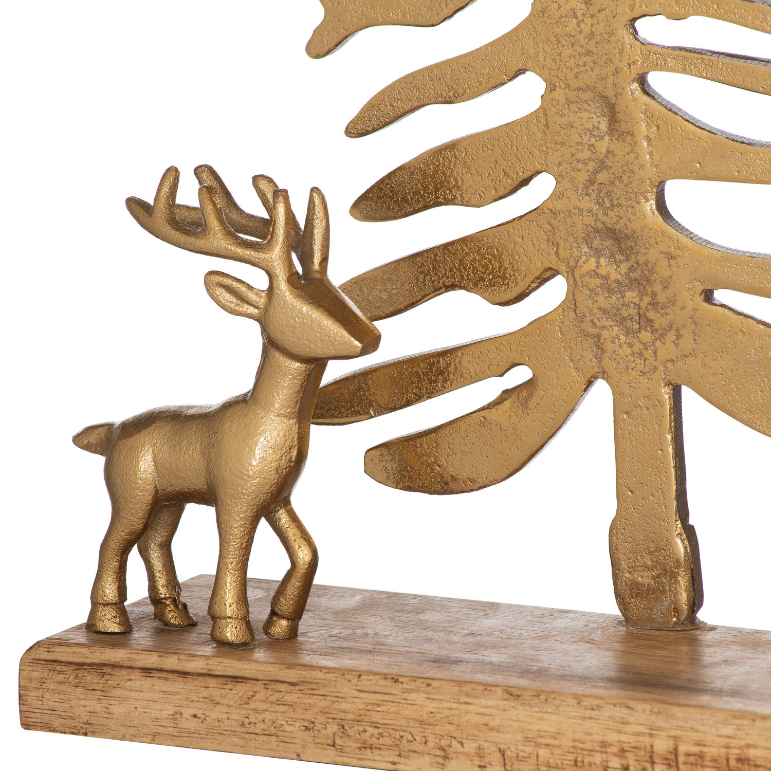 Large Cast Tree And Stag Candle Holder Ornament - Black/Gold