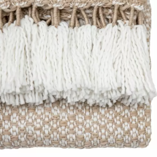 Woven Wrapped Tassel Throw Natural