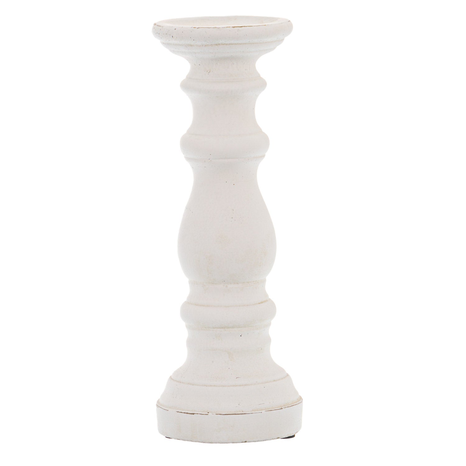 Matt White Ceramic Column Candle Holder - 3 Sizes