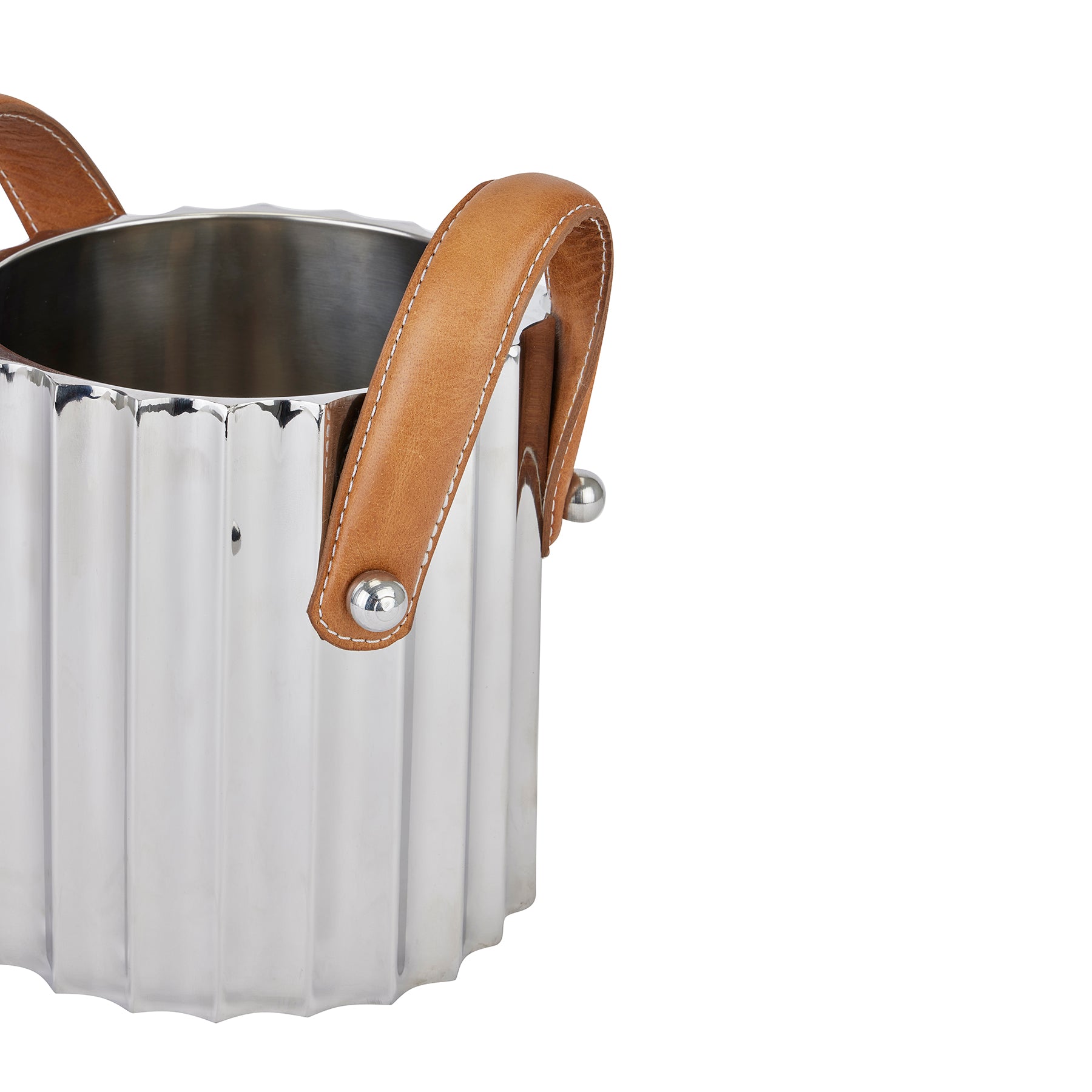 Silver Fluted Leather Handled Champagne Cooler - 2 Sizes