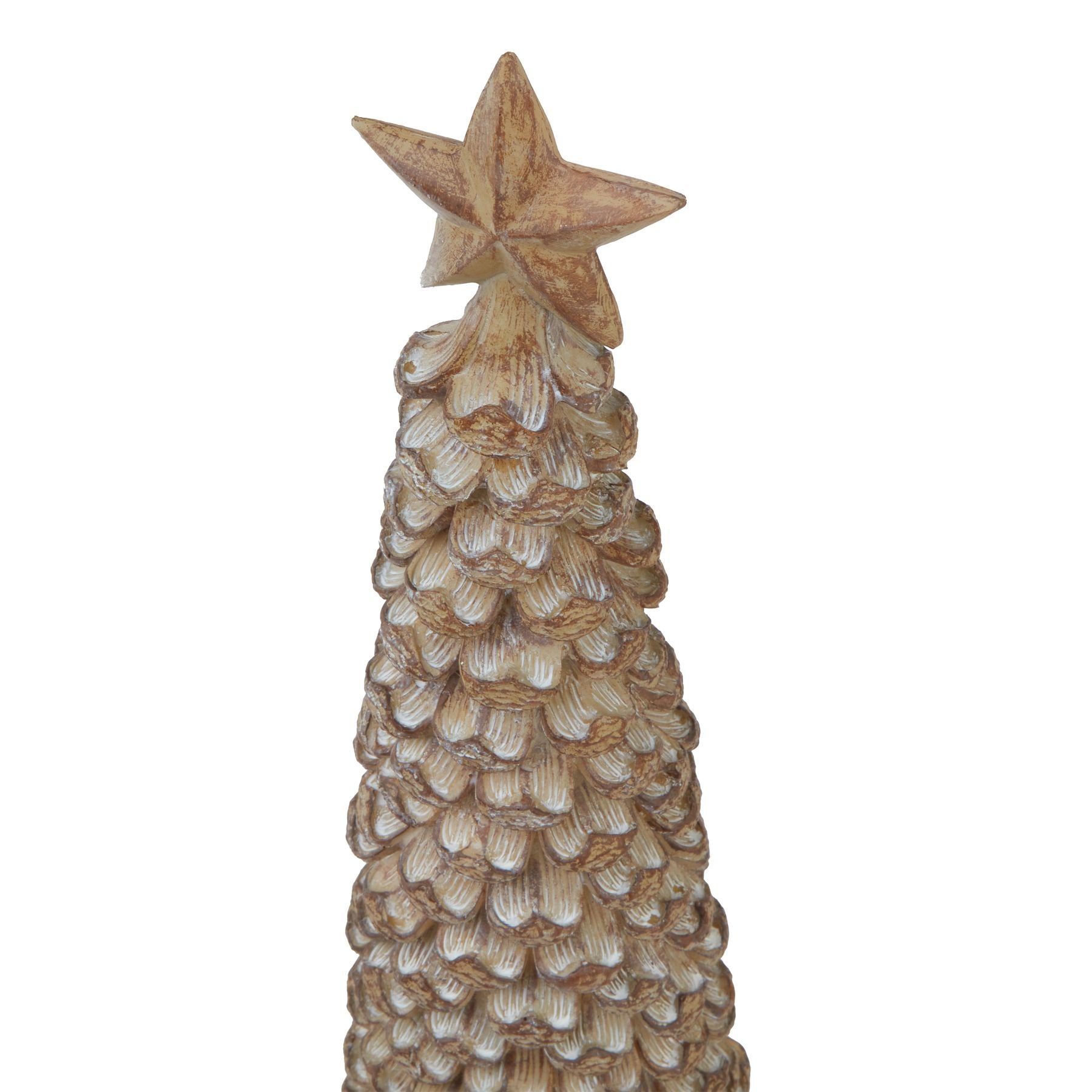 Beige Resin Cedar Tree With Star - 3 Sizes