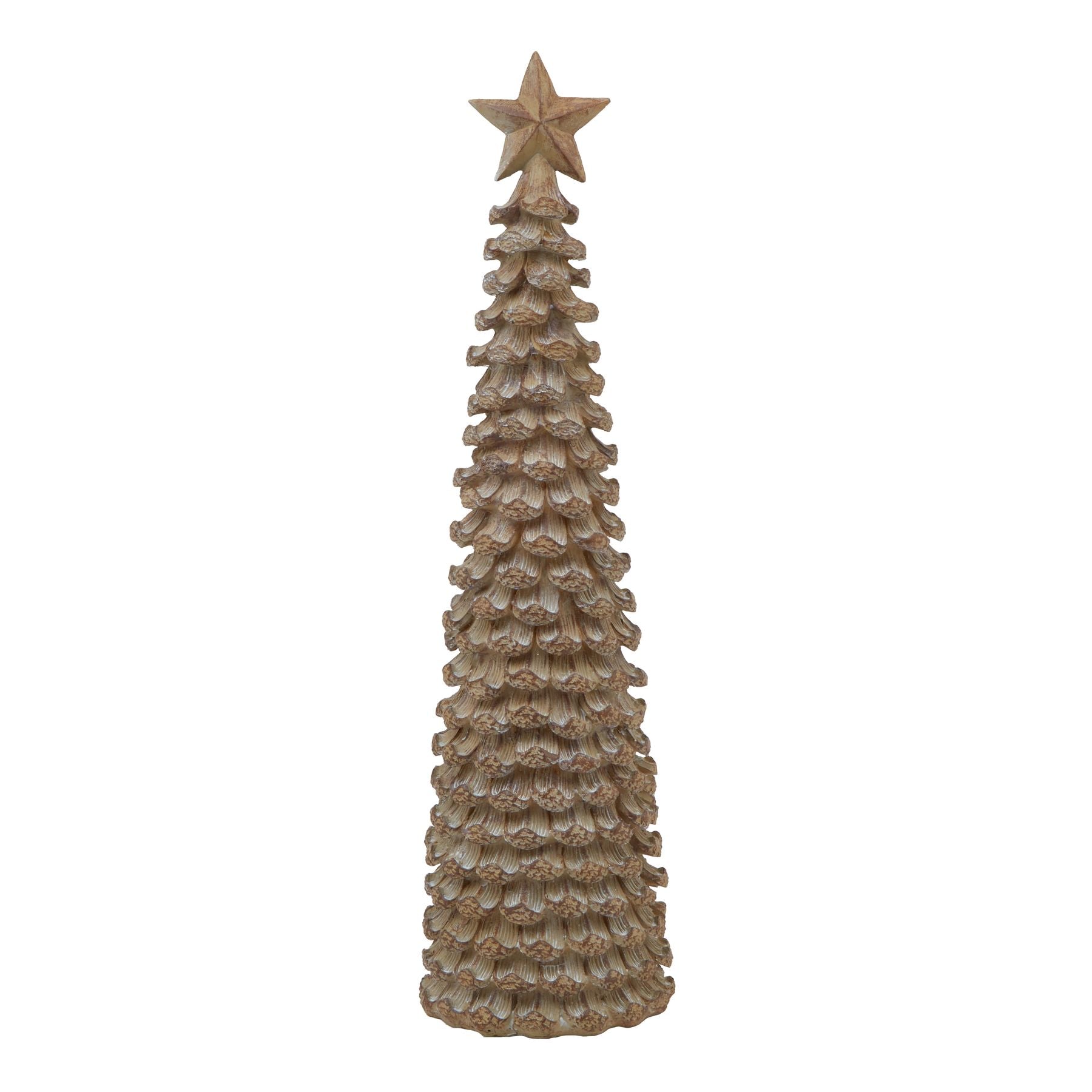 Beige Resin Cedar Tree With Star - 3 Sizes