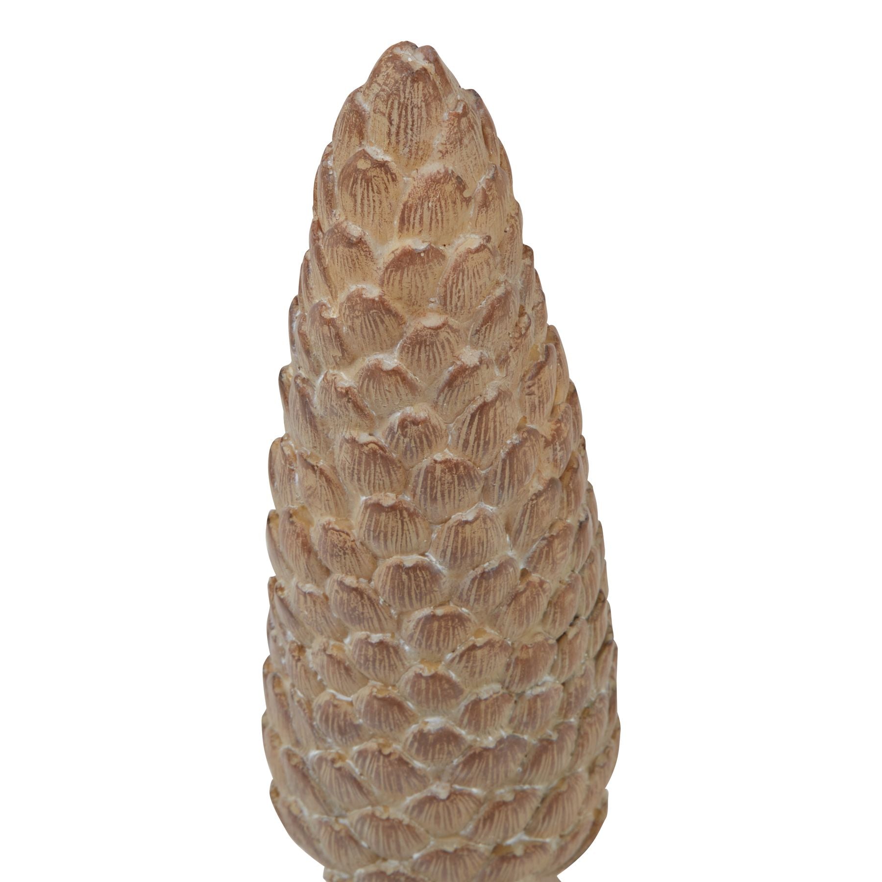 Natural Wood Pinecone Sculpture On Base - 2 Sizes