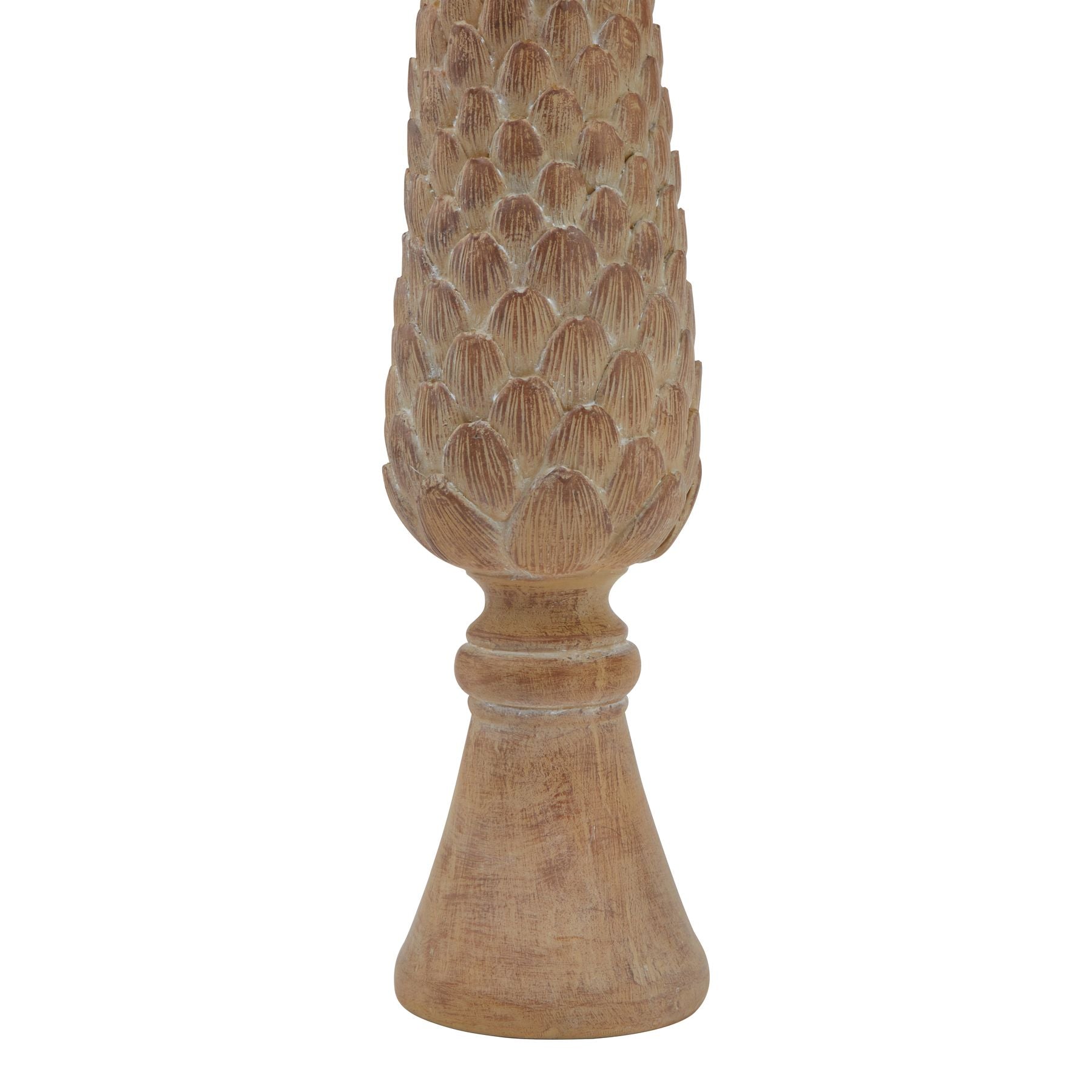 Natural Wood Pinecone Sculpture On Base - 2 Sizes