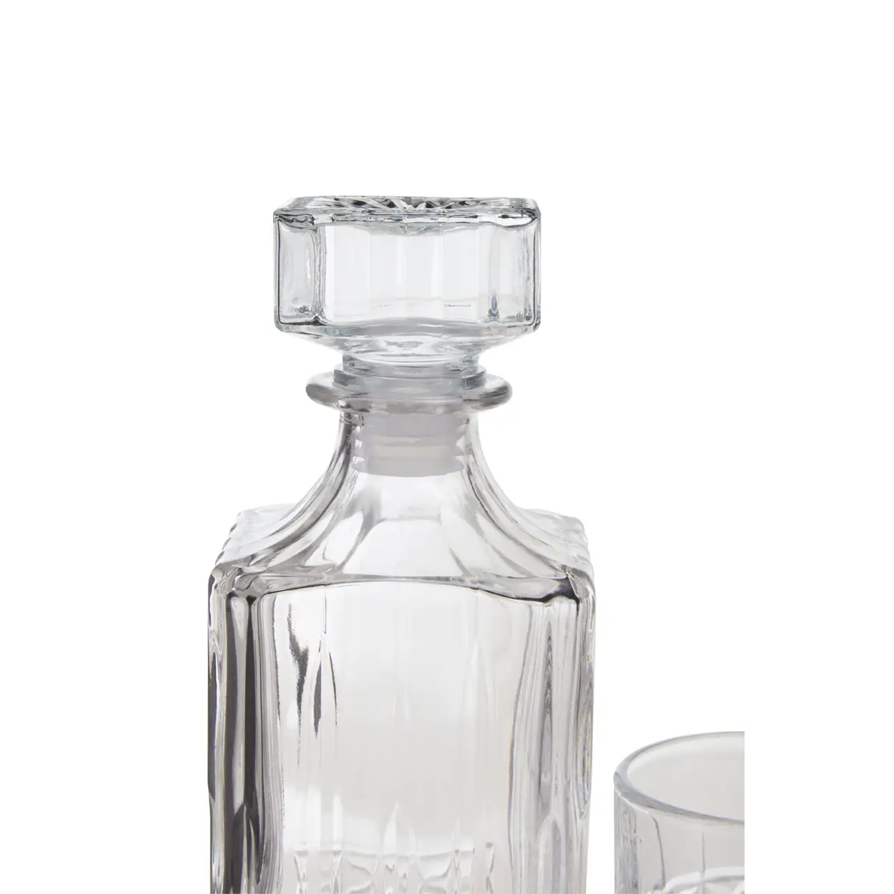 DIAMOND PATTERN DECANTER WITH FOUR GLASSES