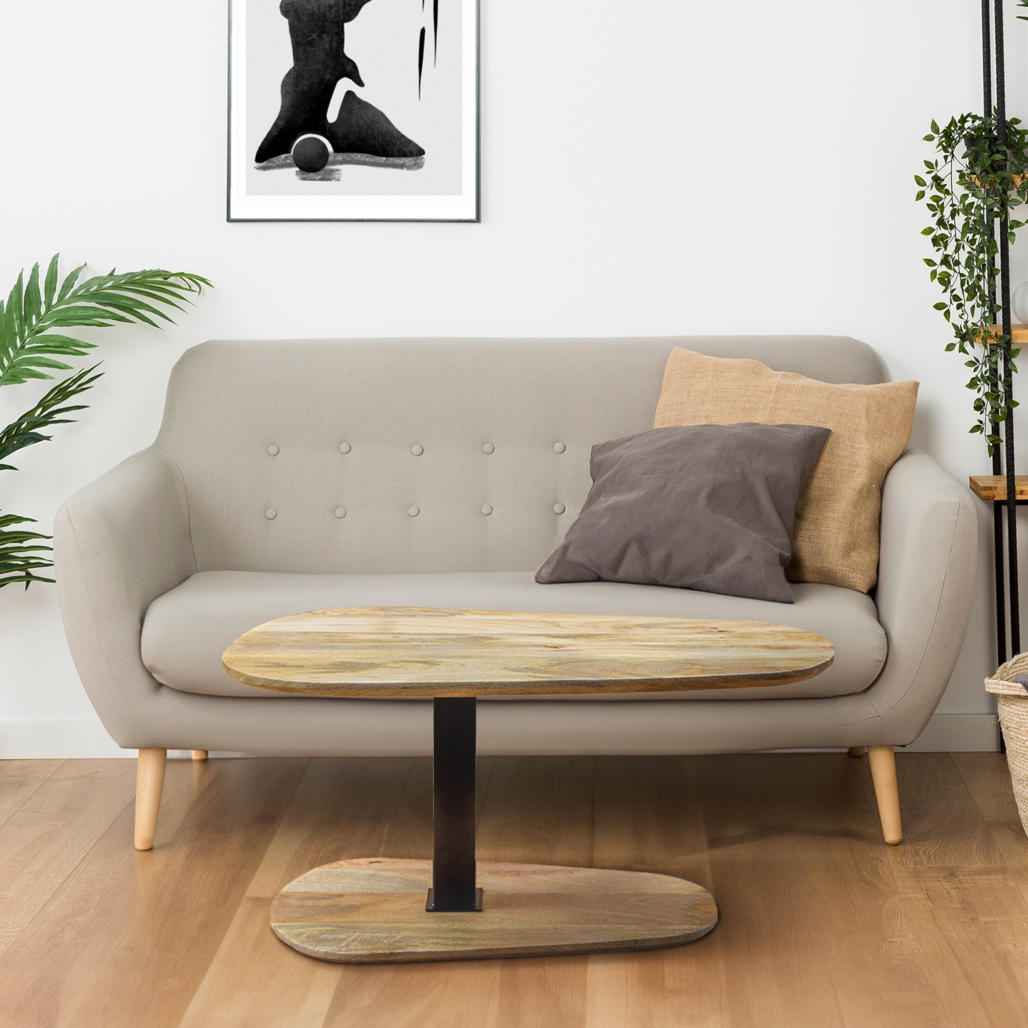 Swiss Edge Mango Wood Coffee Table with Iron Legs