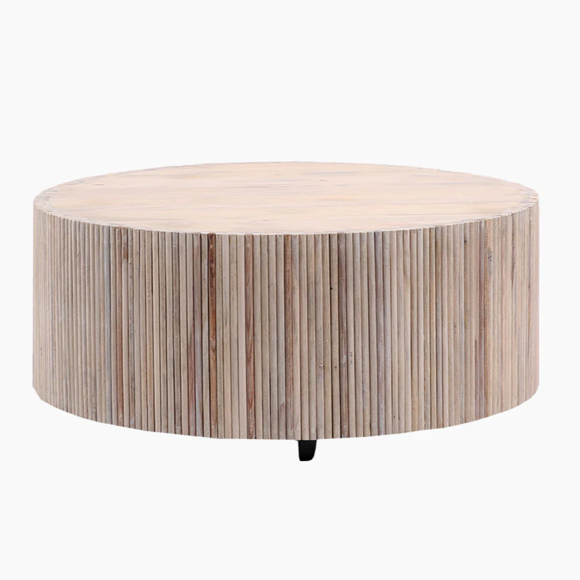 Natural Mango Wood Drum Coffee Table