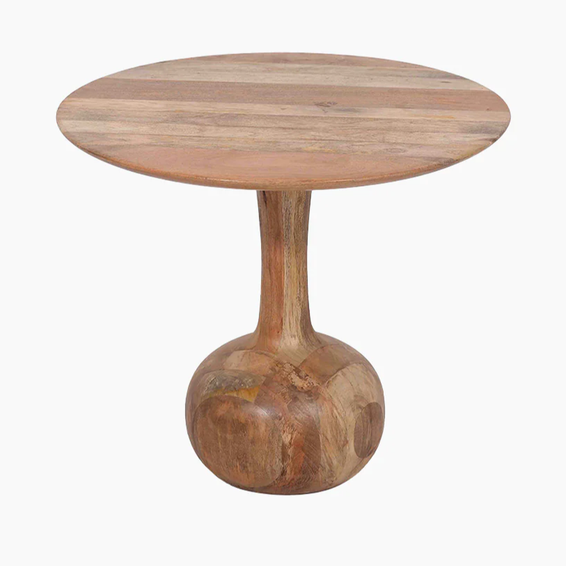 Curved Pedestal Coffee Table with Natural Finish