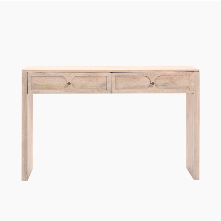 Natural Mango Wood Two-Drawer Console Table