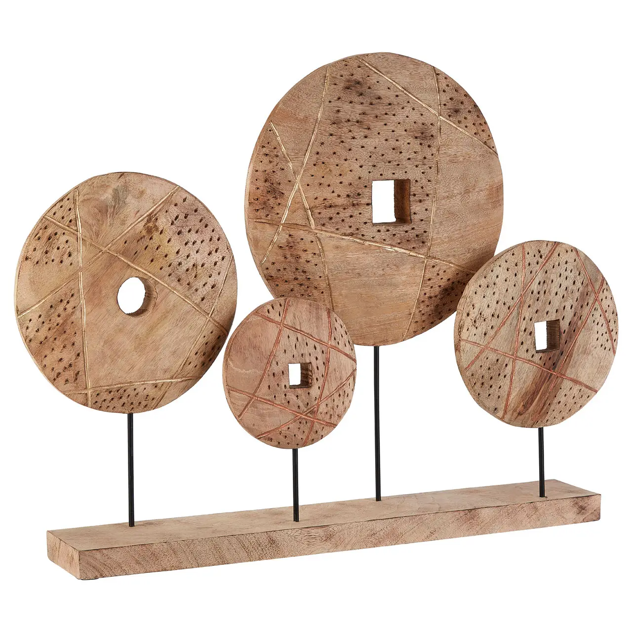 ELEMENTI 4 DISC WOODEN SCULPTURE