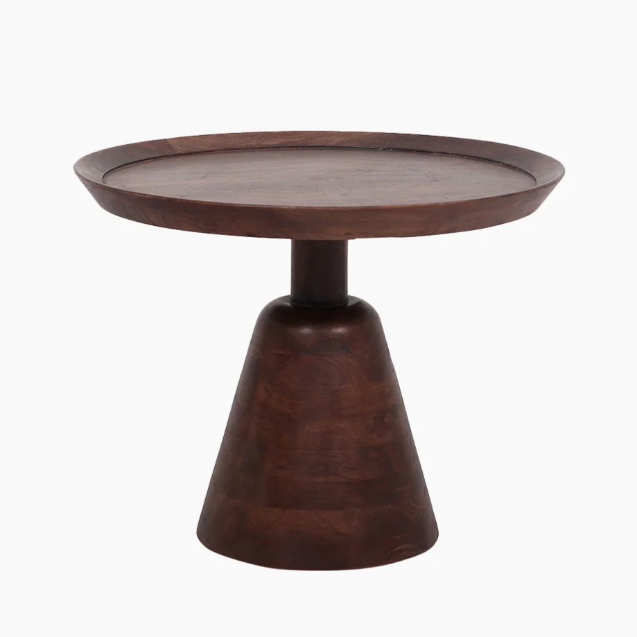 Dark Mango Wood Conical Pedestal Table