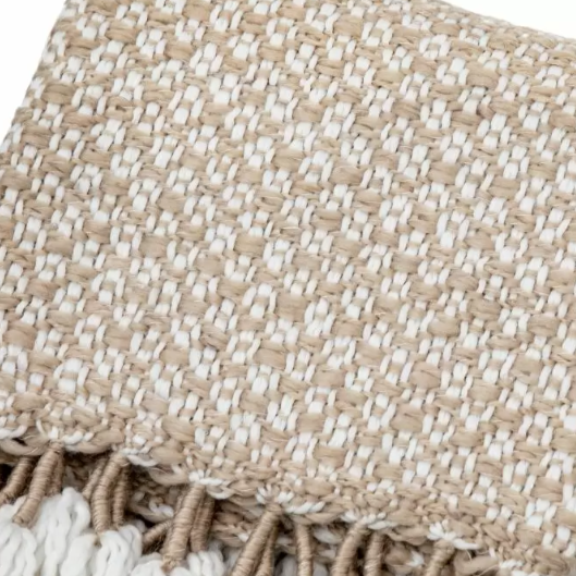 Woven Wrapped Tassel Throw Natural