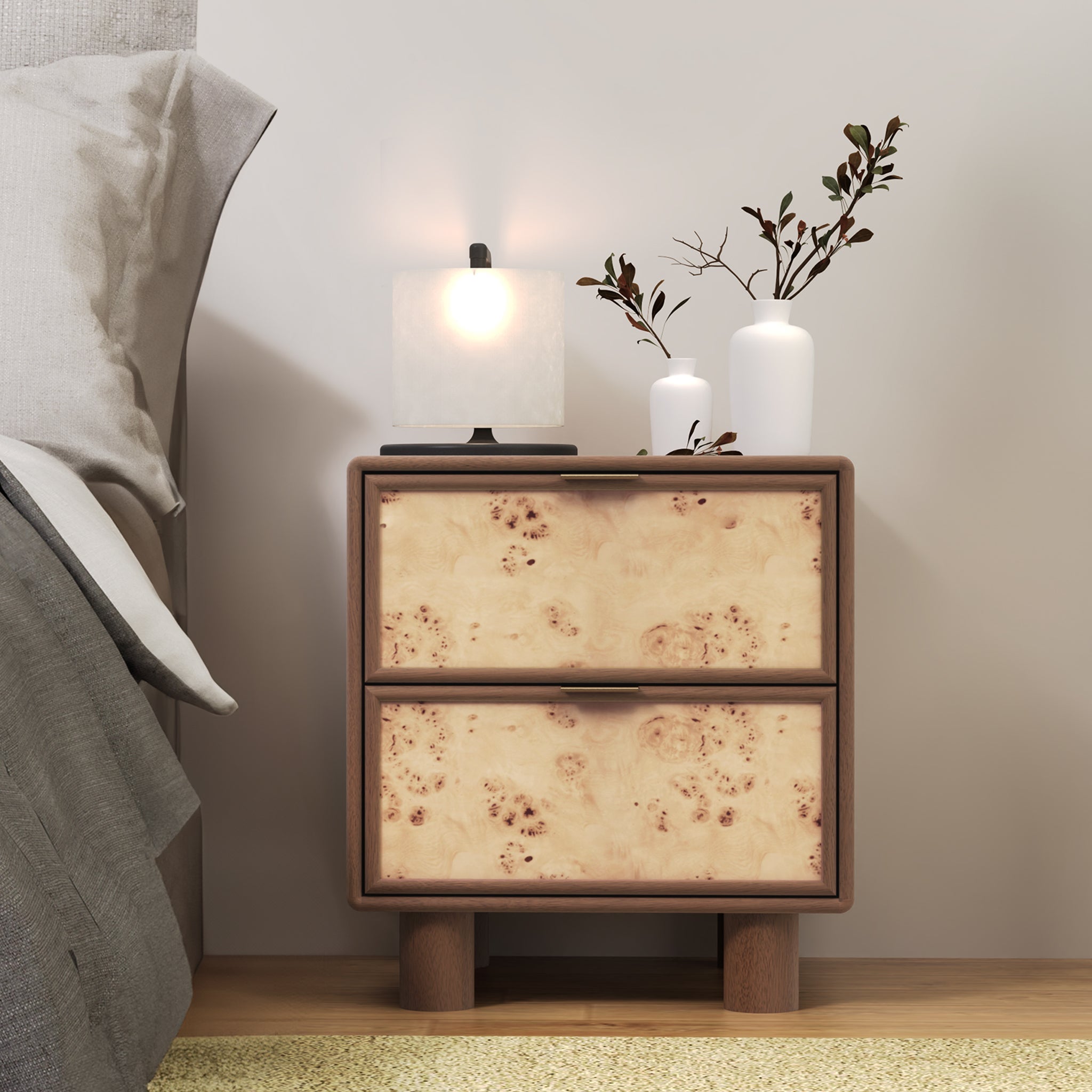 Urban Burl 2 Drawer Side Table