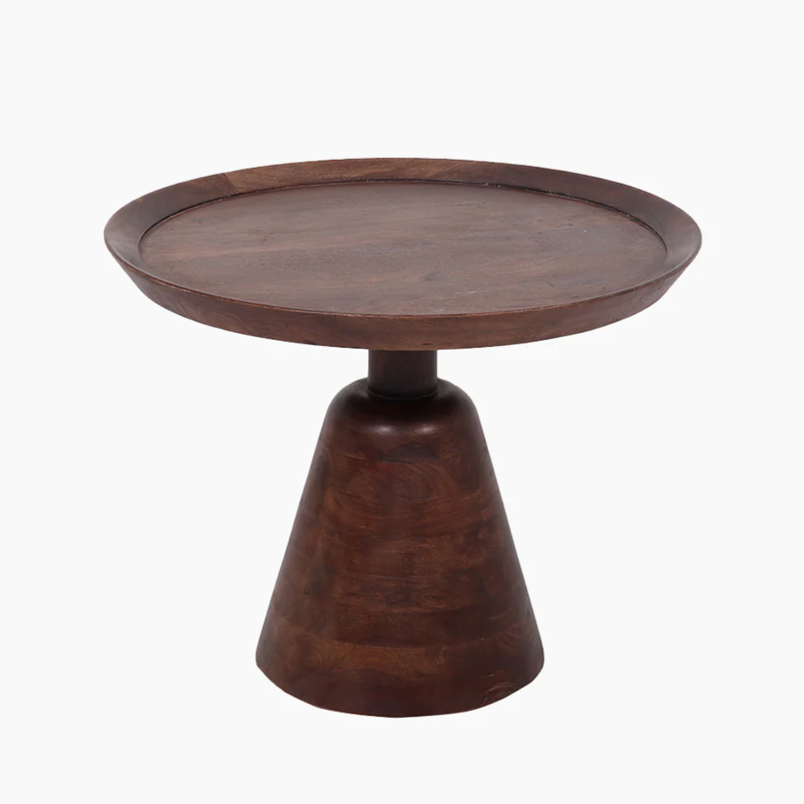 Dark Mango Wood Conical Pedestal Table