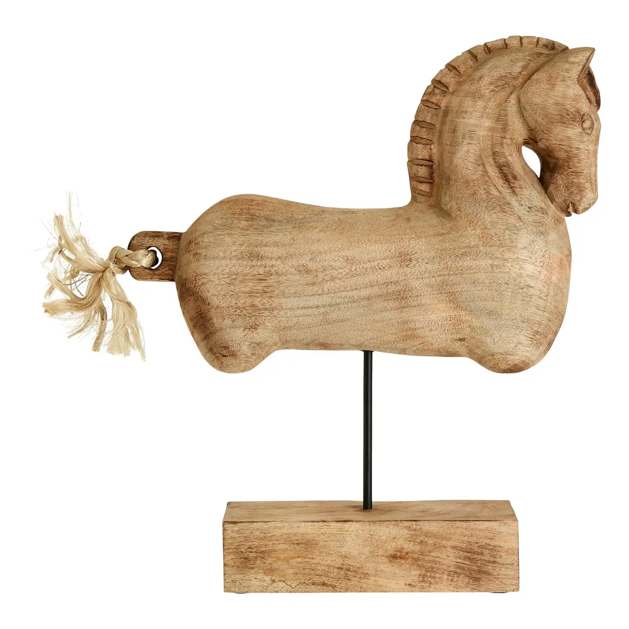 NATURAL WOOD HORSE SCULPTURE