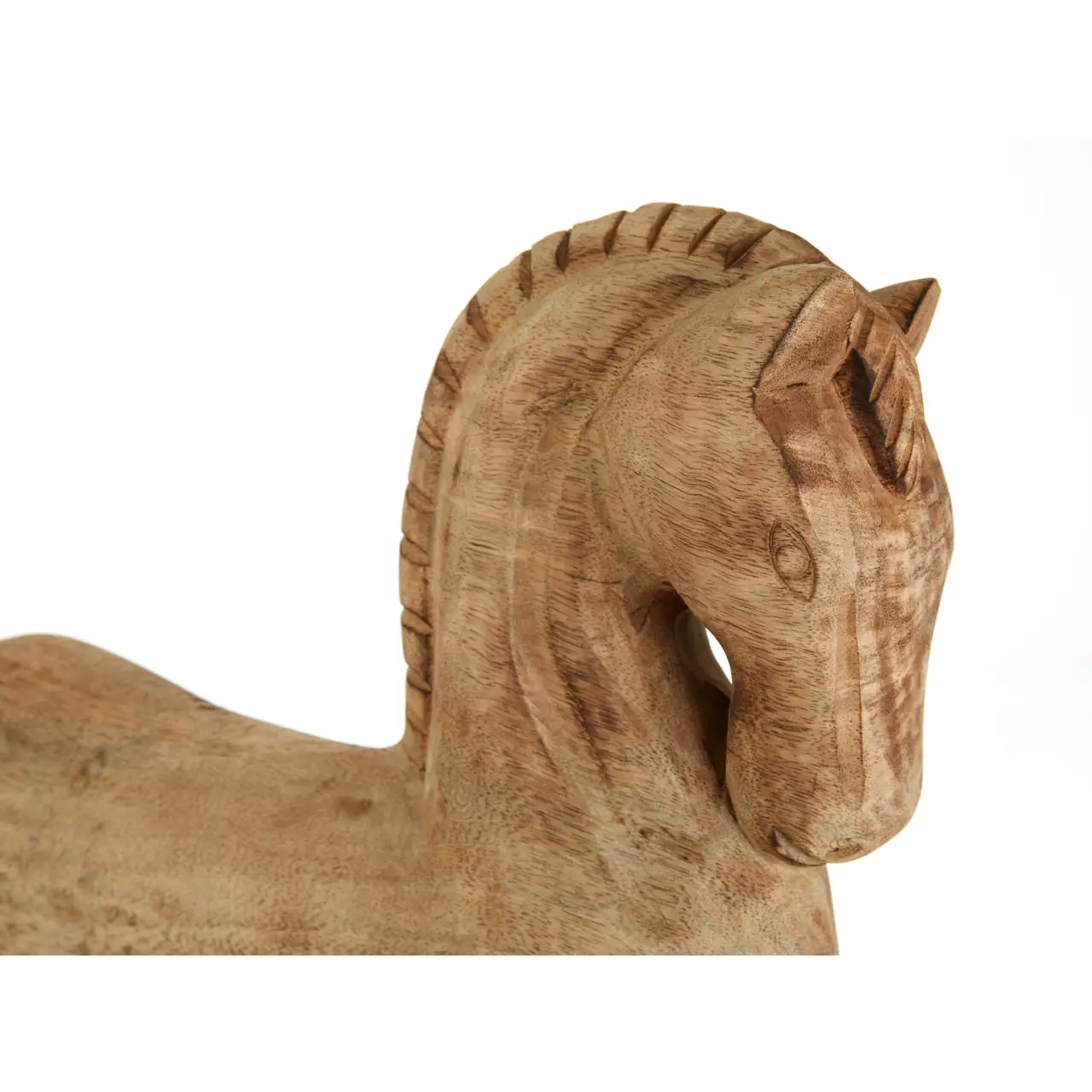 NATURAL WOOD HORSE SCULPTURE