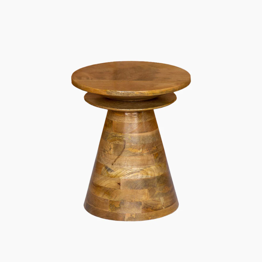 Natural Mango Wood Conical End Table