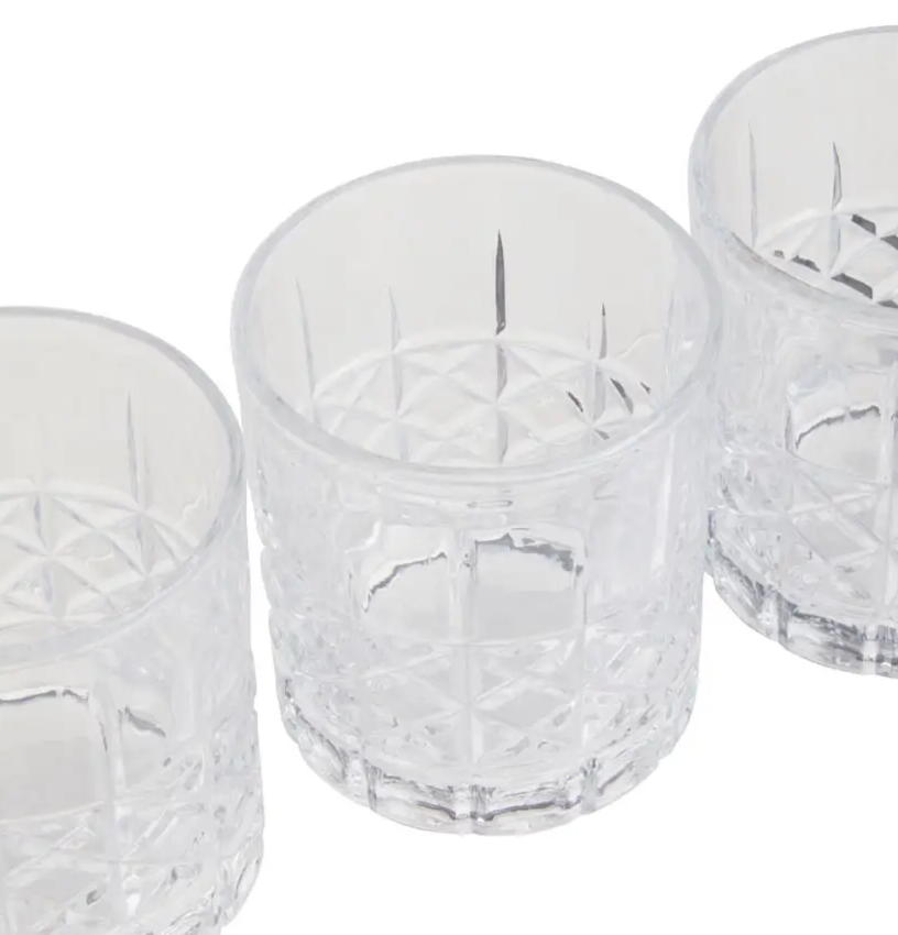 DIAMOND PATTERN DECANTER WITH FOUR GLASSES