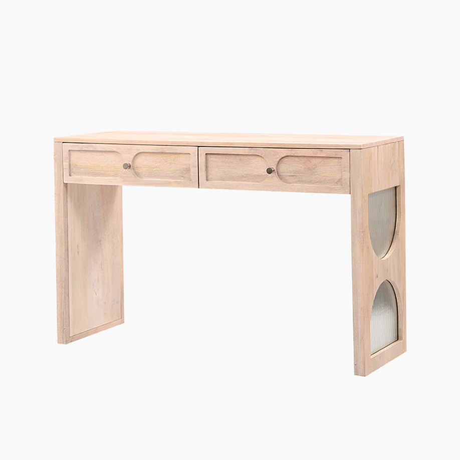 Natural Mango Wood Two-Drawer Console Table