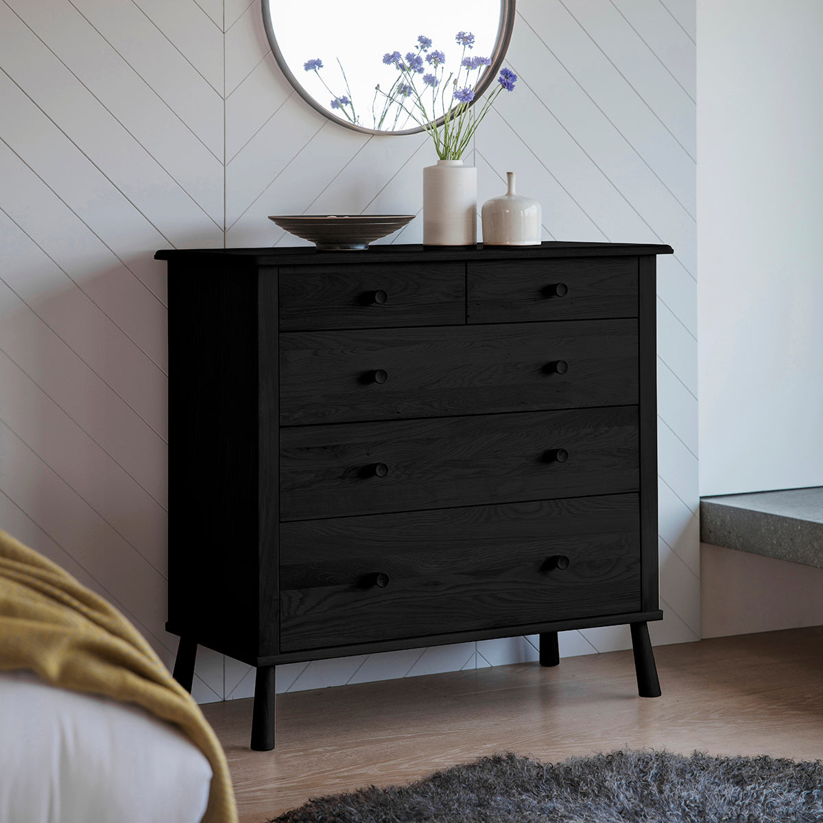 Nordarv Black 5 Drawer Chest