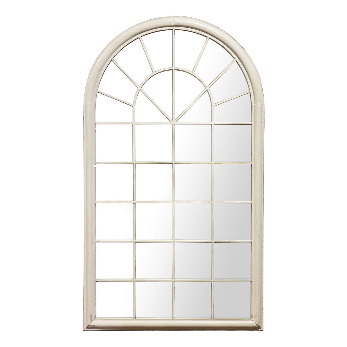 Outdoor Arched Window Mirror - White