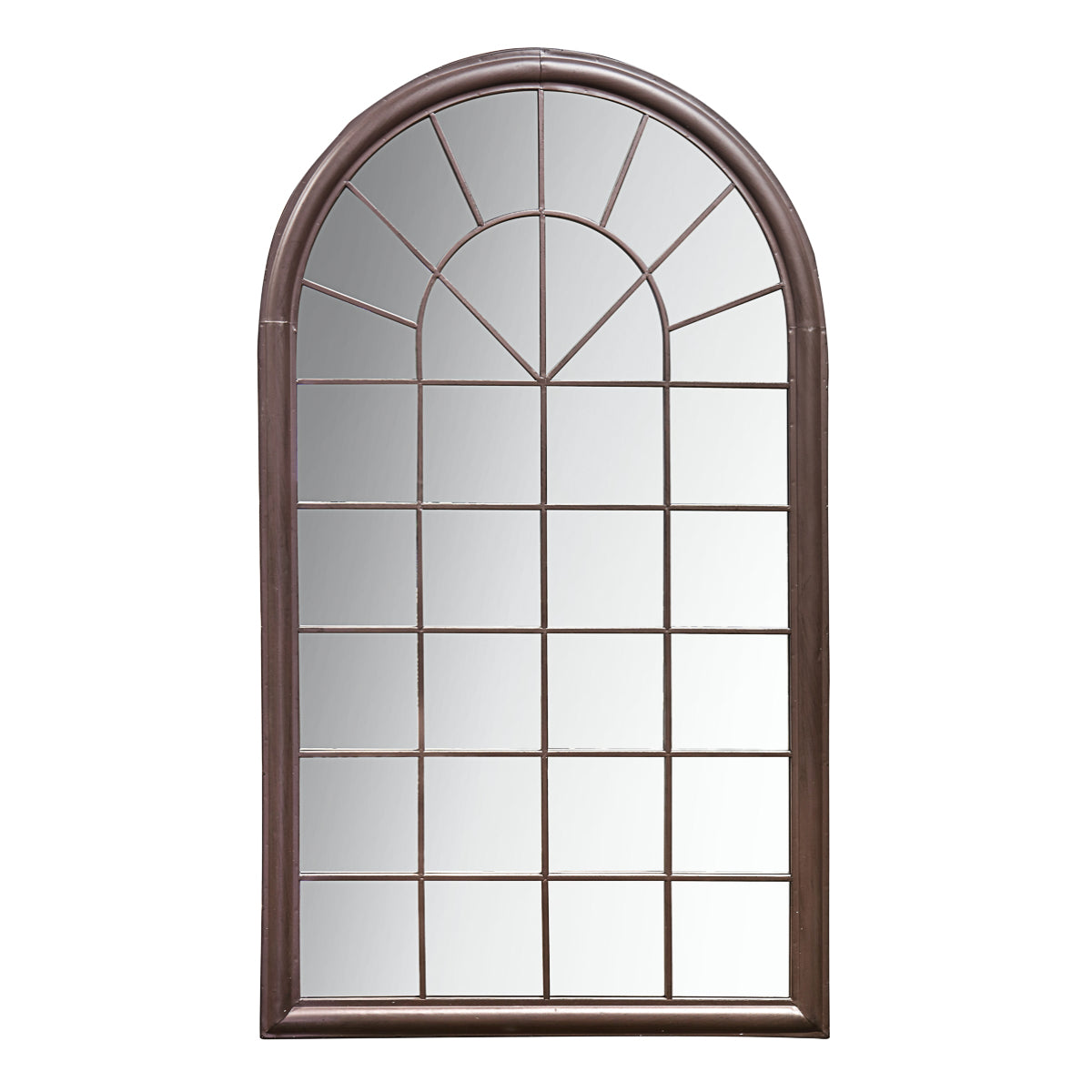 Outdoor Arched Window Mirror - Brown