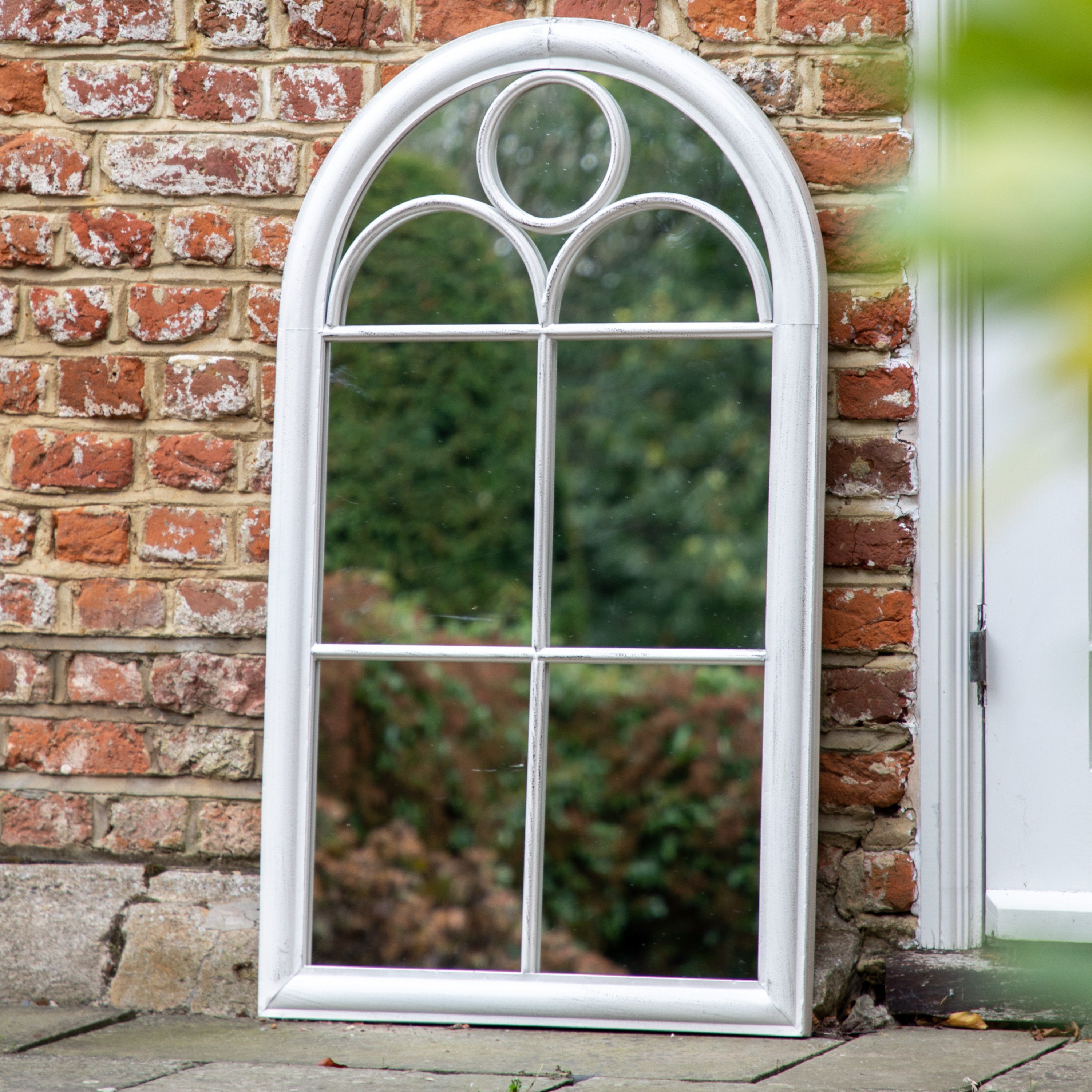 Outdoor White Arch Mirror